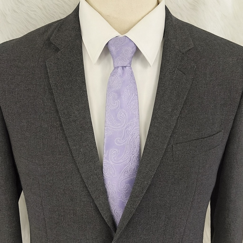 Paul Fredrick Tie Lavender Paisley 100% Silk Tie Purple
